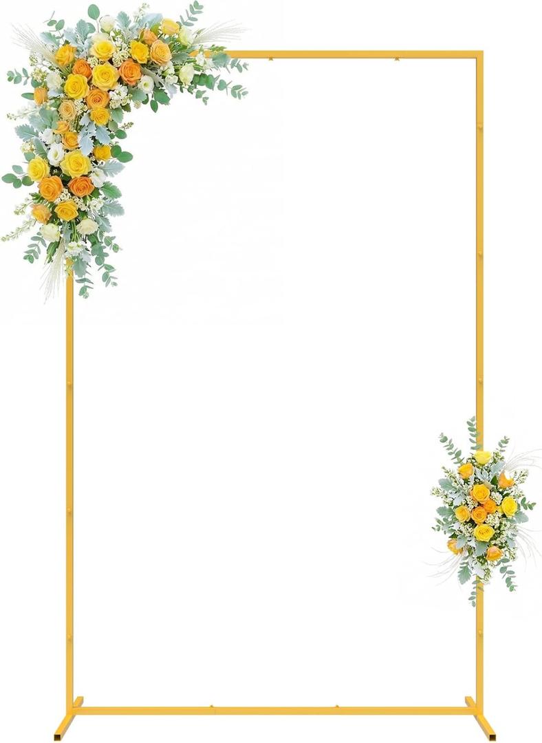 Wokceer Wedding Arch Backdrop Stand 6.6x4 FT Square Wedding Arches for Ceremony Gold Metal Balloon Arch Frame for Wedding Birthday Party Garden Arbor Anniversary Event Christmas Decor
