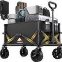 Collapsible Wagon with Wheels, Portable Wagons Carts Foldable, Folding Wagon Cart for Groceries, Sports Garden Shopping Utility Wagon (120L, Black)