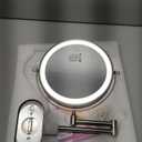 Auxmir 1X/30X Wall Mounted Lighted Makeup Mirror, 8" 3200 mAh Rechargeable Double-Sided Magnifying Mirror, Touch Dimmable 3 Color Lights, 360 Rotating Foldable 14.5" Extension Arm, Brushed Nickel