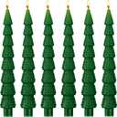 MTLEE Christmas Tree Shaped Taper Candles 10 Inch Unscented Christmas Tree Candles Decorative Aesthetic Xmas Relaxation Gifts for Centerpiece Decorations(Elegant,Green,6 Pcs)
