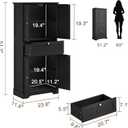 ChooChoo 51" H Tall Bathroom Floor Cabinet, Modern Bathroom Storage Cabinet with Drawer and Adjustable Shelves, Freestanding Kitchen Pantry Cupboard with 4 Doors for Living Room, Black, 11.81"d X 23.62"w X 51.18"h