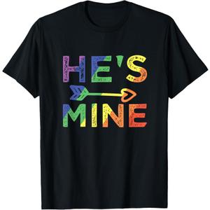 Gay Couple Matching He's Mine LGBT Pride T-Shirt Small