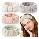 4 Pack Microfiber Towel Headbands for Washing Face, Spa & Skincare for Women (Beige, Flesh Pink, Grey, Green)