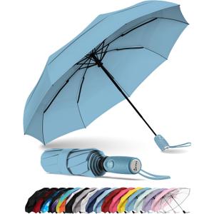 REPEL Windproof Travel Umbrella - Compact & Withstands Winds up to 85MPH , Strongest Premium Auto Folding Umbrella for Rain and Sun - Durable, Light & Portable for Women & Men , Fits Backpack & Cars
