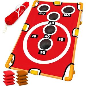 Swooc Games - Coney Island Toss - Arcade Style Cornhole Board Set w/ Carrying Case & 15+ Games - Corn Hole Games for Adults - Kids Bean Bag Toss Game - Kids Cornhole Set w/ Bags - Outdoor Yard Games