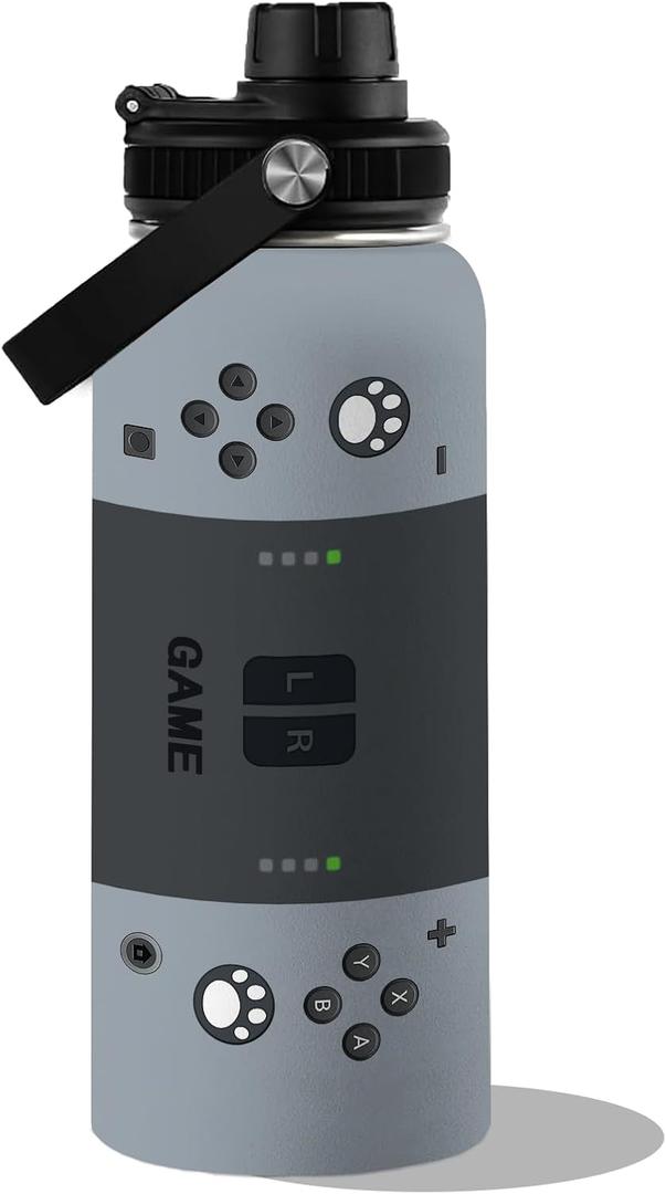 Gamer Gifts-32oz Gamer Water Bottle - Gaming Insulated Cup with Stainless Steel - Gift for Game Men, Son, Dad, Husband, Friends - Gaming Tumbler Present for Birthday Christmas