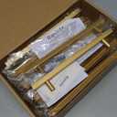 Ravinte 20 Pack Brass 6-1/4 Inch Hole Center Champagne Gold Handles Square Cabinet Hardware Stainless Steel Pulls for Kitchen Cupboard Drawers 8-3/4 Inch Overall Length