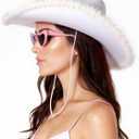 Wildarms Sparkle Cowgirl Hat With Sunglasses - 80s Retro Cowboy Costume Accessories for Women Girls Christmas gifts
