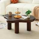 34"(L) Cloud Coffee Table, Modern Wood Coffee Table for Living Room, Accent Center Tables with 3 Legs, Small Tea Tables for Balcony, Patio, Bedroom, Walnut
