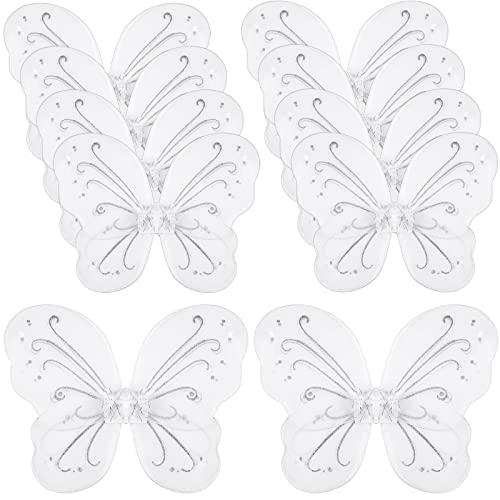 Chivao 7 Pieces Fairy Wings Butterfly Wings Wedding Decoration Costume Birthday Christmas Party Favors for Boys Girls(White)