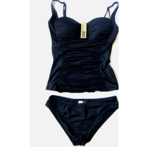 Aidonger One Piece Swimsuit Tummy Control Color Block Bathing Suits for Women Ruched Slimming Swim Suit Tie Back (Medium)