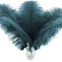 Ballinger Teal Ostrich Feathers Bulk - 24Pcs 10-12inch Feathers for Party Centerpieces, Flower Arrangement and Home Decor(Teal)