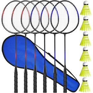 KH Badminton Rackets Set of 2 4 6 for Adults Kids,Beach Lawn Backyard Game Outdoor Sports,Racquets,Shuttlecocks & Carry Bag Included (Black,Red,Blue(6 Player))