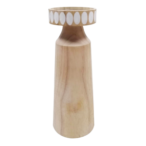 10 inch WOODEN CANDLE HOLDERS, SET OF 2