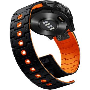 Bandletic Compatible with Garmin Fenix 8 51mm 7X 6X 5X Watch Band - 26mm Quick Fit Magnetic Silicone Strap for Fenix 7X 6X Pro/5X Plus/3/3 HR/Instinct 2X Solar 3 50mm /Enduro/Quatix/Tactix/Epix Pro 2 (Black/Orange)