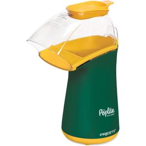Presto 04870 Poplite Hot Air Popcorn Popper - Built-In Measuring Cup + Melts Butter, Easy to Clean, Built-In Cord Wrap, 18 Cups, Green/Gold