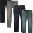 The Children's Place Boys' Straight Leg Jeans (4, Black/Gray/Indigo/Blue 4-pack)