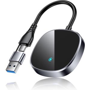 2025 Upgraded Wireless CarPlay Adapter, Hidden Interface, Converts Wired to Wireless, Plug & Play, Compatible with iPhone (iOS 10 and Above) for Cars 2016+ - Black