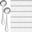 Mifoci 100 Pcs Soup Spoons Set (6.3 Inch) Stainless Steel Round Metal Dinner Spoons Bulk Mirror Polished Tablespoon for Home Kitchen Restaurant School Dishwasher Safe