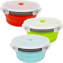 CARTINTS 1200ml Large Collapsible Food Containers Silicone Lunch Containers Silicone Leftover Food Containers, Ideal for Camping Travel, 3Pack (green-red-blue)