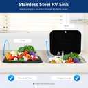 Portable RV Kitchen Sink 16.54"14.57", Premium Stainless Steel Drop-in Bar Sink with Foldable Faucet & Tempered Glass Cover, Space-Saving Camper Trailer Sink Kit, 16.5414.575.91 Inch