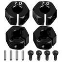 4PCS ShareGoo 12mm 7.0 Wheel Hex Drive Hub Adapter with Pins Screws Compatible with HSP HPI Redcat Tamiya Traxxas RC4WD D90 1/10 RC Car,Black