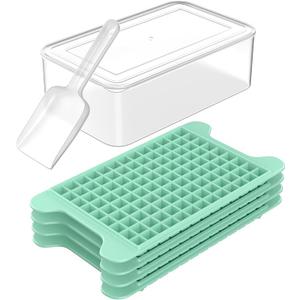 Mini Ice Cube Tray for Freezer: FDDBI Small Ice Trays for Freezer with Bin - 117×4PCS Easy Release Nugget Ice Tray - Crushed Ice Tray with Container