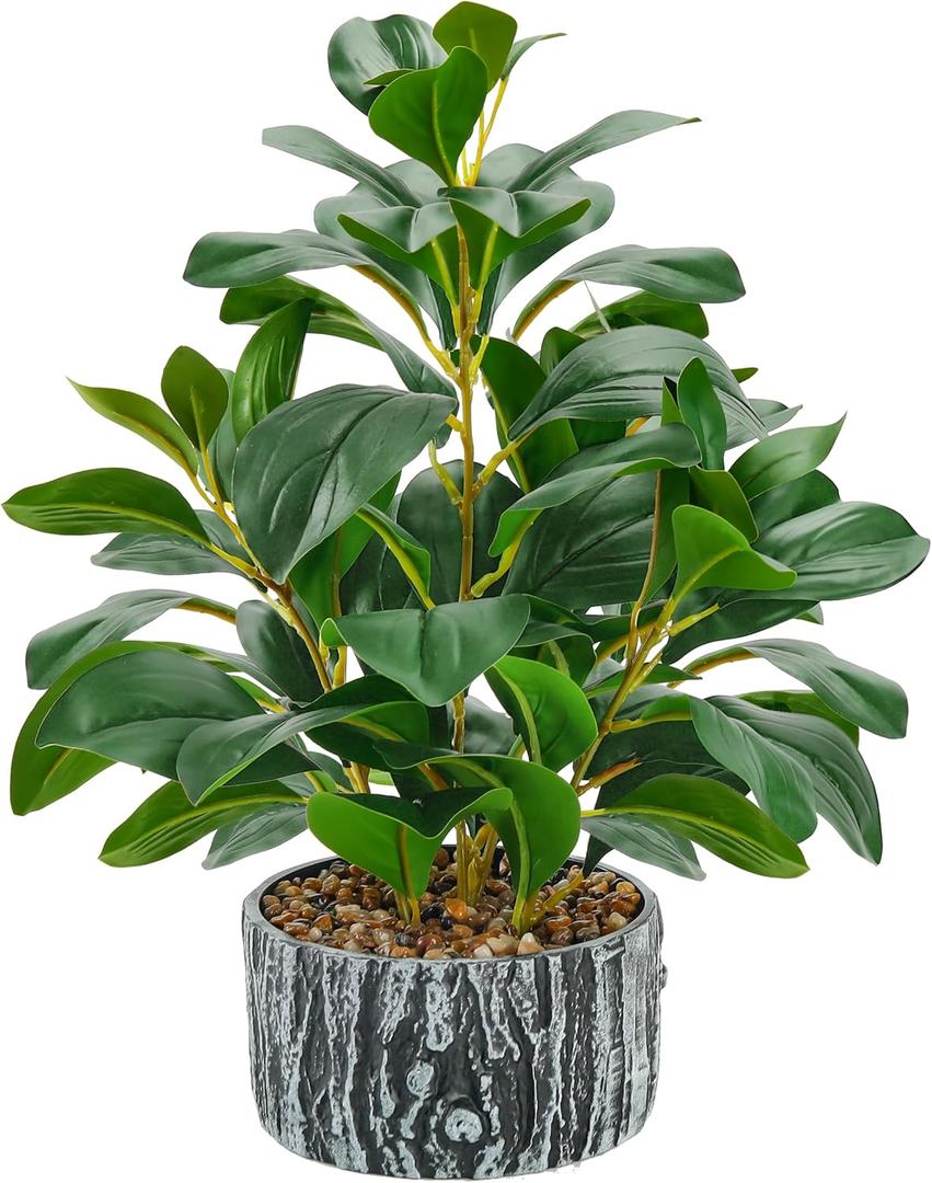 Der Rose Fake Plants Artificial Plants Indoor with Black and White Striped Pots for Room Home Bathroom Bedroom Kitchen Decor (1pack-green Style a)