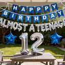 12th Birthday Decorations for Boys Blue, Almost a Teenager 12th Birthday Silver 12th Birthday Banner Number 12 Star Foil Balloons Confetti Balloons for 12 Years Old Birthday Boys(12th)