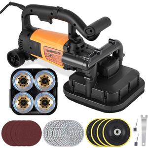 YUCHENGTECH 4-Head Concrete Grinder Set 4" Concrete Surface Grinder Floor Grinder 3800W 0-6000RPM Concrete Surface Planer with Dust Extraction Shroud for Grinding Concrete Cement Marble Granite