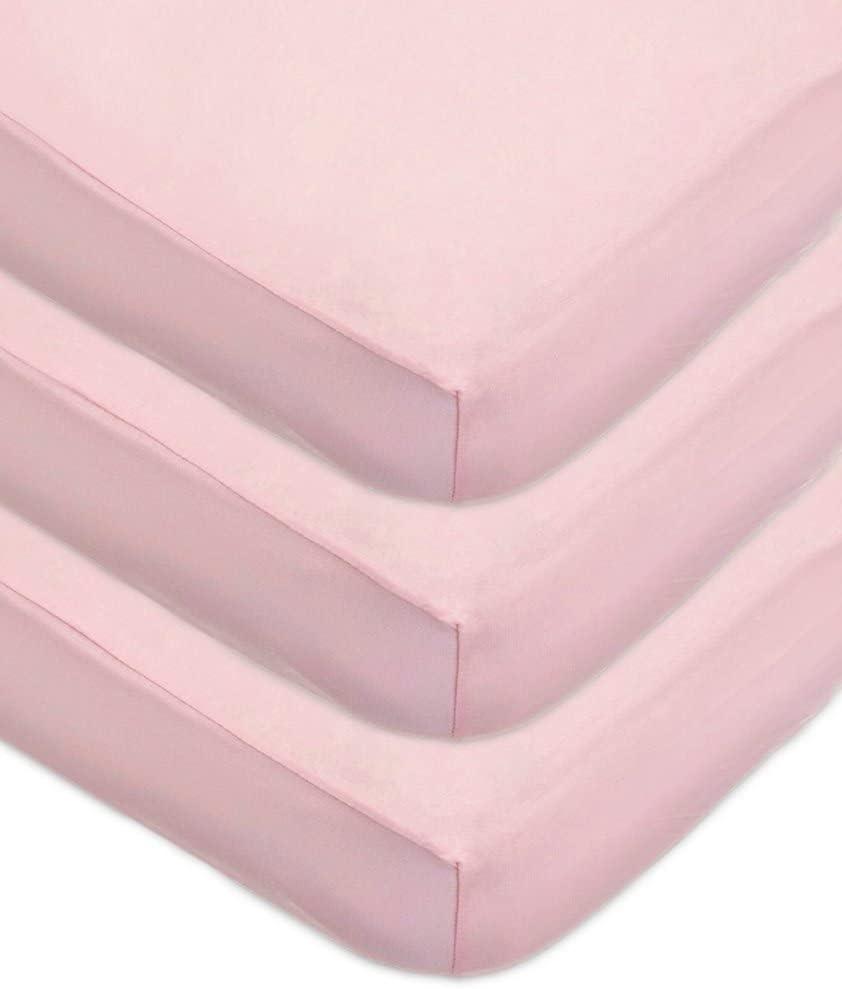 American Baby Company 3 Pack 100% Natural Cotton Fitted Crib Sheets 52" x 28" - Soft, Breathable, Hypoallergenic & Gentle Toddler Bed Sheets, Pink, Neutral for Boys & Girls