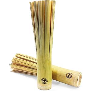 Bamboo Wok Brush 2 Pack Handmade Natural Scrubbers for Carbon Steel & Cast Iron, 100% Bamboo, No Metal, Eco-Friendly Kitchen Cleaning Brushes for Woks, Pans, Dishes, Teapots(for All Pots)