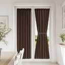 Vatge French Door Curtains with Magic Tape Adjustable Window Coverings for Sliding Glass Doors, 1 Panel, W25 x L72, Brown