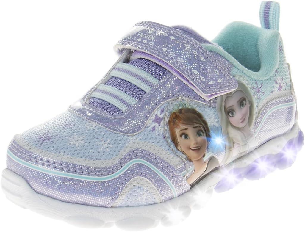 Disney Girls' Frozen Sneakers - Laceless Light-Up Running Shoes (Toddler/Little Girl) (Blue). 8 Size