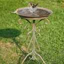 Dia 18" W*29" H Large Bird Bath with Stand, Bird Baths for Outdoors, Metal Bird Bath with Large Bowl, Bird Feeder Seed Tray,Birdbath Garden Decor