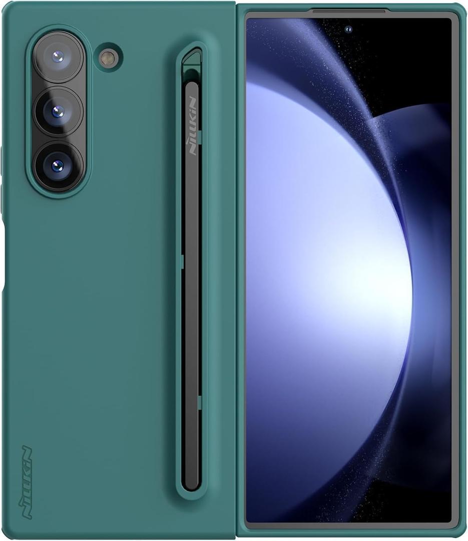 Nillkin for Samsung Fold 6 Case with Writing Pen Upgrade Version, Superior Liquid Silicone & Wireless Charging & S Pen Holder Slot Protective Samsung Galaxy Z Fold 6 Slim S Pen Phone Case, Green