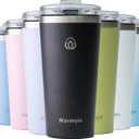 Insulated Coffee Mug with Lid, Reusable Stainless Steel Travel Coffee Cup, 16 Oz Double Wall Vacuum Spill Proof Tumbler Cups for Men and Women Hot & Cold Drinks, Black