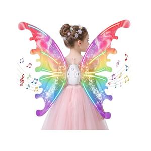 Electric Fairy Wings for Girls, Kids Butterfly Glowing Wings with LED Lights & Music, Cosplay Wing for Kid, Toy for Kids as Halloween Birthday Christmas Party Costume Princess Cosplay Dress Up Gift