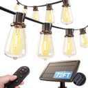 addlon 72FT Solar String Lights Outdoor, Waterproof Solar Powered Outside Lights with Remote & USB Port, ST38 LED Shatterproof Bulbs, Dimmable Solar Light for Camping Backyard Porch