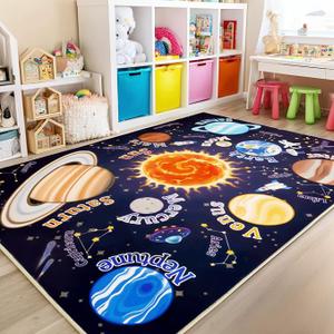 Kids Rugs for Playroom Educational Rug for Learn The ABC Alphabet, Soft Machine Washable Non-Slip Cute Carpet for Classroom Toddler Nursery Kids Room Decor Mat 7x