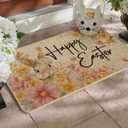 Artoid Mode Rabbit Bunny Happy Flowers Happy Easter Doormat, Home Decor Low-Profile Switch Rug Door Mat Floor Mat for Indoor Outdoor 17x29 Inch
