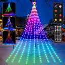 HOLILLUMA 23FT Outdoor Christmas Decorations, Smart RGB Color Changing Christmas Hanging Waterfall String Lights, APP Remote Control, DIY Multi-Color Lightshow, Music Sync, Outside Xmas Lights Decor