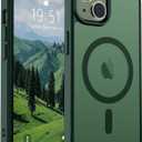 SUPFINE Magnetic for iPhone 14 Case & iPhone 13 Case (Compatible with MagSafe)(Military Grade Drop Protection) Slim Translucent Matte Shockproof Phone Cover,Forest Green