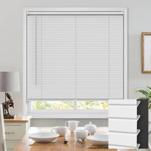 100% Privacy Cordless Mini Blinds for Indoor Windows 1" Vinyl L-Shaped Blades Horizontal Blinds & Shades, Pull Down Small Window Blinds for Home Kitchen, for Window 23" W  36" H White (23" W  36" H, White)