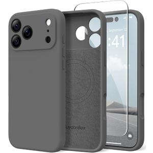 Magnetic for iPhone 17 Pro Case, Compatible with MagSafe, [Full Camera Protection][Screen Protector] Silicone Shockproof Protective Phone Case for iPhone 17 Pro 6.3", Dark Gray