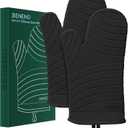 Beneno BPA-Free Silicone Oven Mitt 2-Pack Set, Heat Resistant 500F Oven Mitts with Non-Slip Grip, Soft Thicker Lining, 7"x13", Black