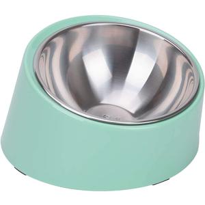 SuperDesign Mess Free 15 Slanted Bowl for Dogs and Cats, Tilted Angle Bulldog Bowl Dog Feeder, Non-Skid & Non-Spill, Easier to Reach Food M/1 Cup Teal