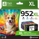 952XL Ink Cartridges 4 Combo Pack Compatible for HP Printer, 952XL 952 XL Ink Works OfficeJet 8702 7700 8210 8700 Series (Black, Cyan/Magenta/Yellow) (952XL-4packs)