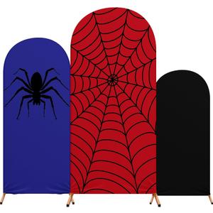 Tingjoo Spider Web Theme Arch Backdrop Cover 3 Set - 4ft/ 5ft/ 6ft Wedding Arch Covers Spandex Backdrop Stand for Wedding Birthday Banquet Ceremony Photography Party Decoration(Classic)