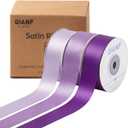QIANF Purple Double Face Satin Ribbon 1 Inch x 45 Yards Lavender Fabric Ribbon for Gift Wrapping, Flower Bouquets, Hair Bows Making, Wedding Decoration, Invitation Cards, Christmas (3 Rolls *15Yd)